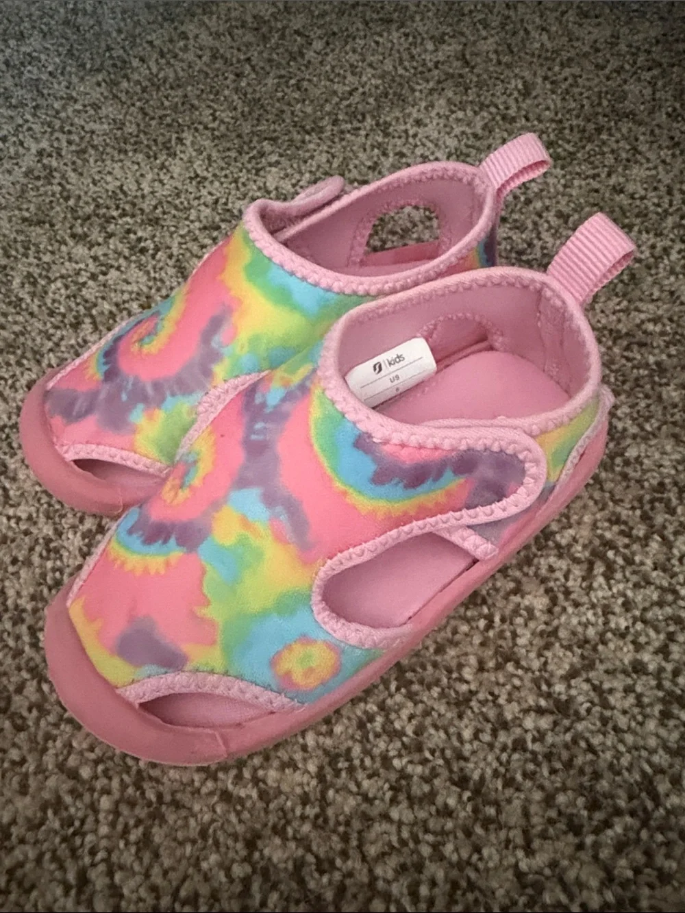 Baby Pink Tie-Dye Water Shoes - Breathable Summer Shoes Size 6 Baby/Toddler